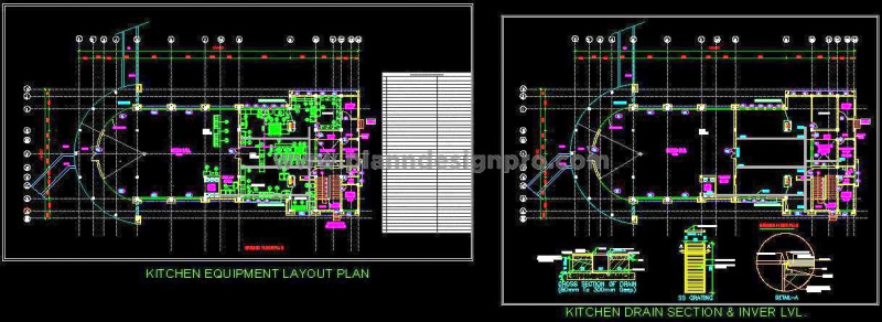 Commercial Kitchen with Full Layout Details- AutoCAD Design